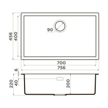 Кухонная мойка Tetogranit Omoikiri Yamakawa 75T-U/I-BL черный 4993437