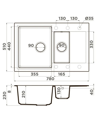 Кухонная мойка Tetogranit Omoikiri Daisen 78-2T-CH шампань 4993531