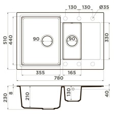Кухонная мойка Tetogranit Omoikiri Daisen 78-2T-WH белый 4993530