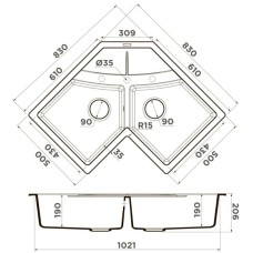 Кухонная мойка Tetogranit Omoikiri Sumi 83C-BL черный 4993864