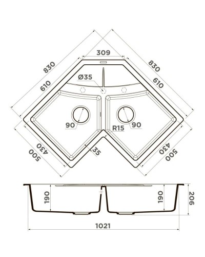 Кухонная мойка Tetogranit Omoikiri Sumi 83C-BL черный 4993864
