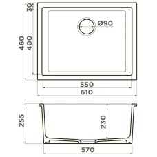 Кухонная мойка Natceramic Omoikiri Okinoshima 61-U/I-BL черный 4997063