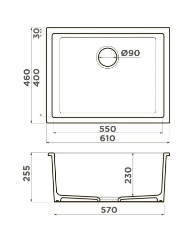 Кухонная мойка Natceramic Omoikiri Okinoshima 61-U/I-BL черный 4997063