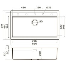 Кухонная мойка Artceramic Omoikiri Kitagawa 86-LB-GR leningrad grey 4993796