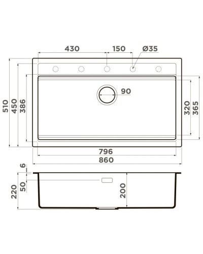 Кухонная мойка Artceramic Omoikiri Kitagawa 86-LB-GR leningrad grey 4993796