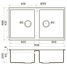 Кухонная мойка Artceramic Omoikiri Kitagawa 83-2-U-GR leningrad grey 4993810
