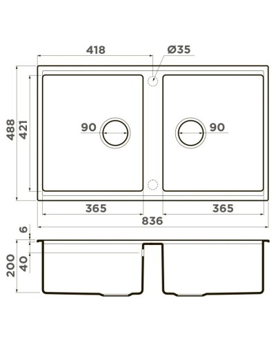 Кухонная мойка Artceramic Omoikiri Kitagawa 83-2-U-GR leningrad grey 4993810