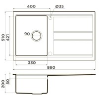 Кухонная мойка Artceramic Omoikiri Kitagawa 86-GB графит 4993808