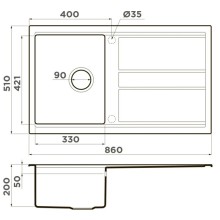 Кухонная мойка Artceramic Omoikiri Kitagawa 86-GB графит 4993808