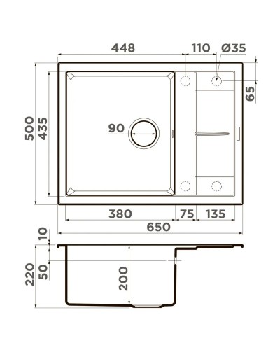 Кухонная мойка Artceramic Omoikiri Sumi 65A-WH белый 4993861