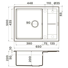 Кухонная мойка Artceramic Omoikiri Sumi 65A-GB графит 4997093