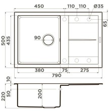 Кухонная мойка Artceramic Omoikiri Sumi 79A-WH белый 4997096