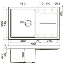 Кухонная мойка Artceramic Omoikiri Sumi 79A-GB графит 4997097