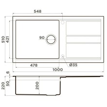 Кухонная мойка Artceramic Omoikiri Kitagawa 100-WH белый 4993787