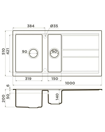 Кухонная мойка Artceramic Omoikiri Kitagawa 100-2-GR ленинградский серый 4993804