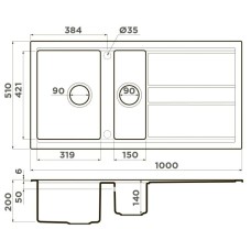 Кухонная мойка Artceramic Omoikiri Kitagawa 100-2-WH белый 4993803