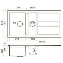 Кухонная мойка Artceramic Omoikiri Kitagawa 100-2-GB графит 4993805
