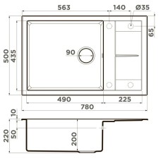 Кухонная мойка Artceramic Omoikiri Sumi 78A-LB-GR ленинградский серый 4997102