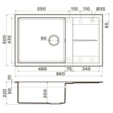 Кухонная мойка Artceramic Omoikiri Sumi 86A-WH белый 4997104