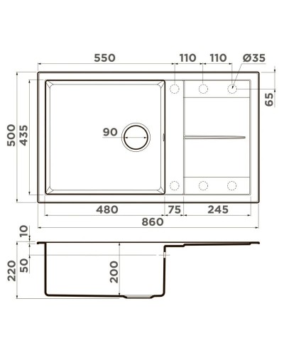 Кухонная мойка Artceramic Omoikiri Sumi 86A-WG wind green 4997107