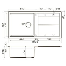 Кухонная мойка Artceramic Omoikiri Sumi 100A-GB графит 4997109