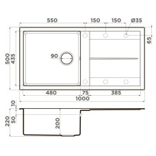 Кухонная мойка Artceramic Omoikiri Sumi 100A-GB графит 4997109