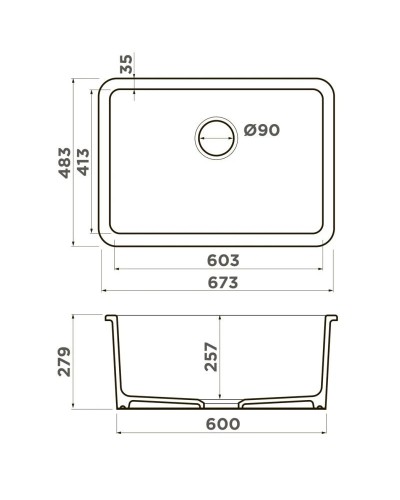 Кухонная мойка Natceramic Omoikiri Torishima 67-U/I-WH белый глянец 4993866