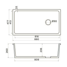 Кухонная мойка Natceramic Omoikiri Tokara 88-U/I-WH Side белый глянец 4993867