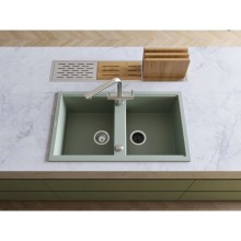 Кухонная мойка Artceramic Omoikiri Kitagawa 86-2-GR ленинградский серый 4993491