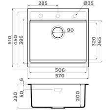 Кухонная мойка Artceramic Omoikiri Kitagawa 57-GB графит 4993315