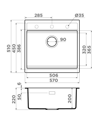 Кухонная мойка Artceramic Omoikiri Kitagawa 57-GB графит 4993315