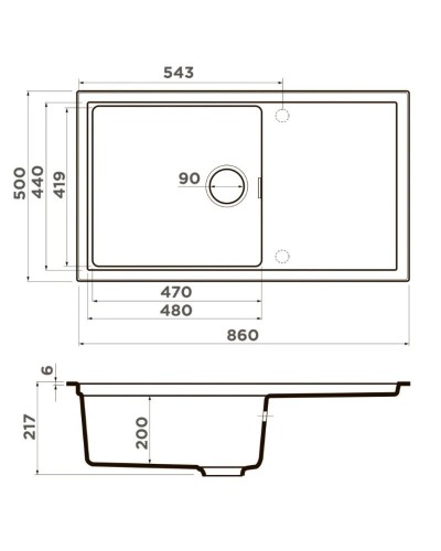 Кухонная мойка Artceramic Omoikiri Sintesi 86-CN canyon 4997132