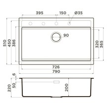 Кухонная мойка Artceramic Omoikiri Kitagawa 79-LB-GB графит 4993996