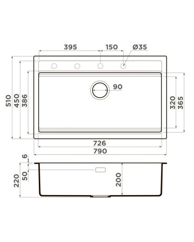 Кухонная мойка Artceramic Omoikiri Kitagawa 79-LB-GB графит 4993996