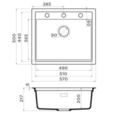 Кухонная мойка Artceramic Omoikiri Sintesi 57-CN canyon 4997142