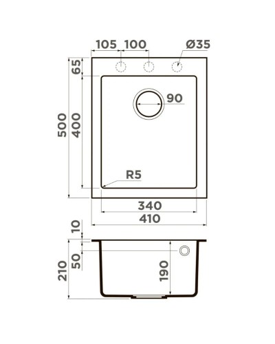 Кухонная мойка Artceramic Omoikiri Bosen 41A-WH белый 4993814