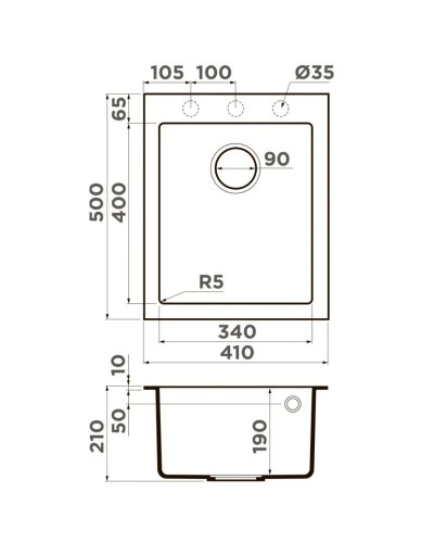 Кухонная мойка Artceramic Omoikiri Bosen 41A-GR ленинградский серый 4993813