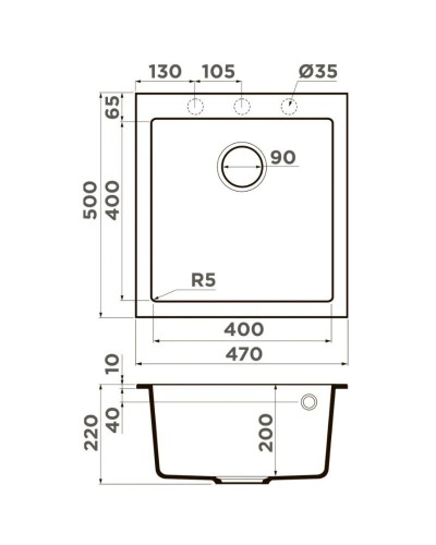 Кухонная мойка Artceramic Omoikiri Bosen 47A-WH белый 4993817