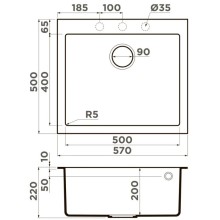 Кухонная мойка Artceramic Omoikiri Bosen 57A-WH белый 4993820