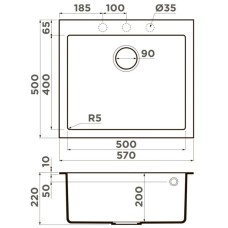 Кухонная мойка Artceramic Omoikiri Bosen 57A-WH белый 4993820