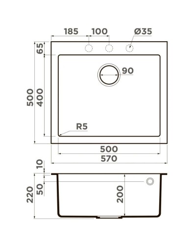Кухонная мойка Artceramic Omoikiri Bosen 57A-WH белый 4993820
