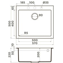 Кухонная мойка Artceramic Omoikiri Bosen 57A-GR ленинградский серый 4993819