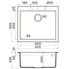 Кухонная мойка Artceramic Omoikiri Bosen 57A-GR ленинградский серый 4993819