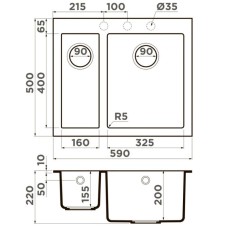 Кухонная мойка Artceramic Omoikiri Bosen 59-2A-GR ленинградский серый 4993822