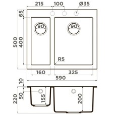 Кухонная мойка Artceramic Omoikiri Bosen 59-2A-WH белый 4993823