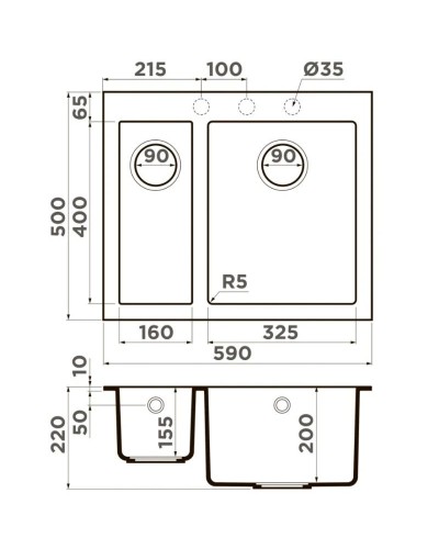 Кухонная мойка Artceramic Omoikiri Bosen 59-2A-WH белый 4993823