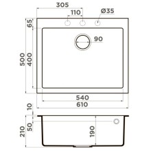 Кухонная мойка Artceramic Omoikiri Bosen 61A-GR ленинградский серый 4993825