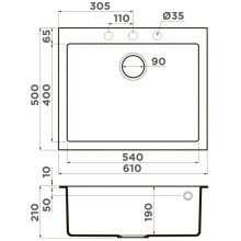 Кухонная мойка Artceramic Omoikiri Bosen 61A-WH белый 4993826