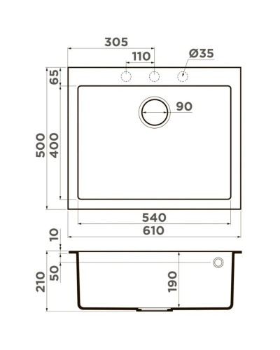 Кухонная мойка Artceramic Omoikiri Bosen 61A-WH белый 4993826