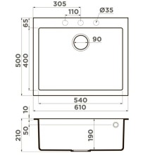 Кухонная мойка Artceramic Omoikiri Bosen 61A-GB графит 4993824